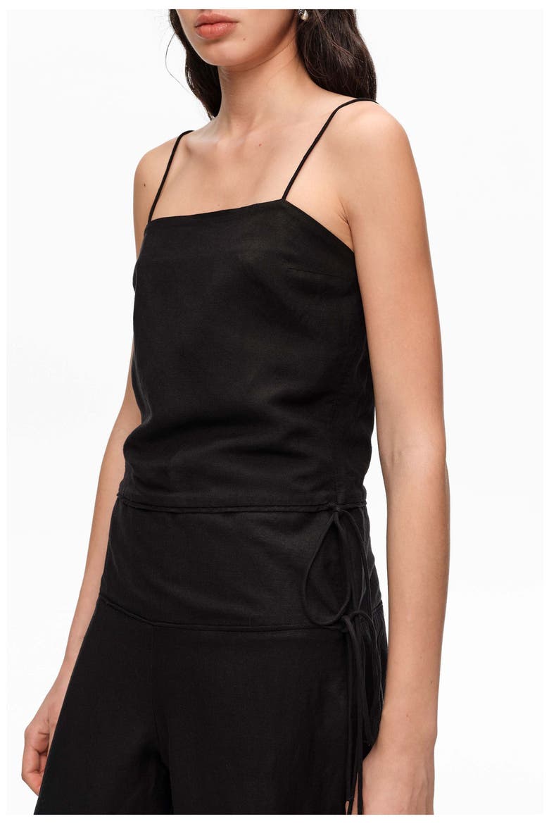Black Jumpsuit With Adjustable Waist And Stones, Alternate, color, BLACK
