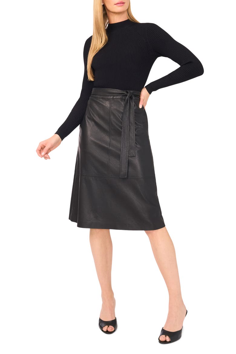 Mixed Media Long Sleeve Dress, Main, color, RICH BLACK
