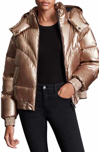 AllSaints Mika Hooded Metallic Down Puffer Jacket
