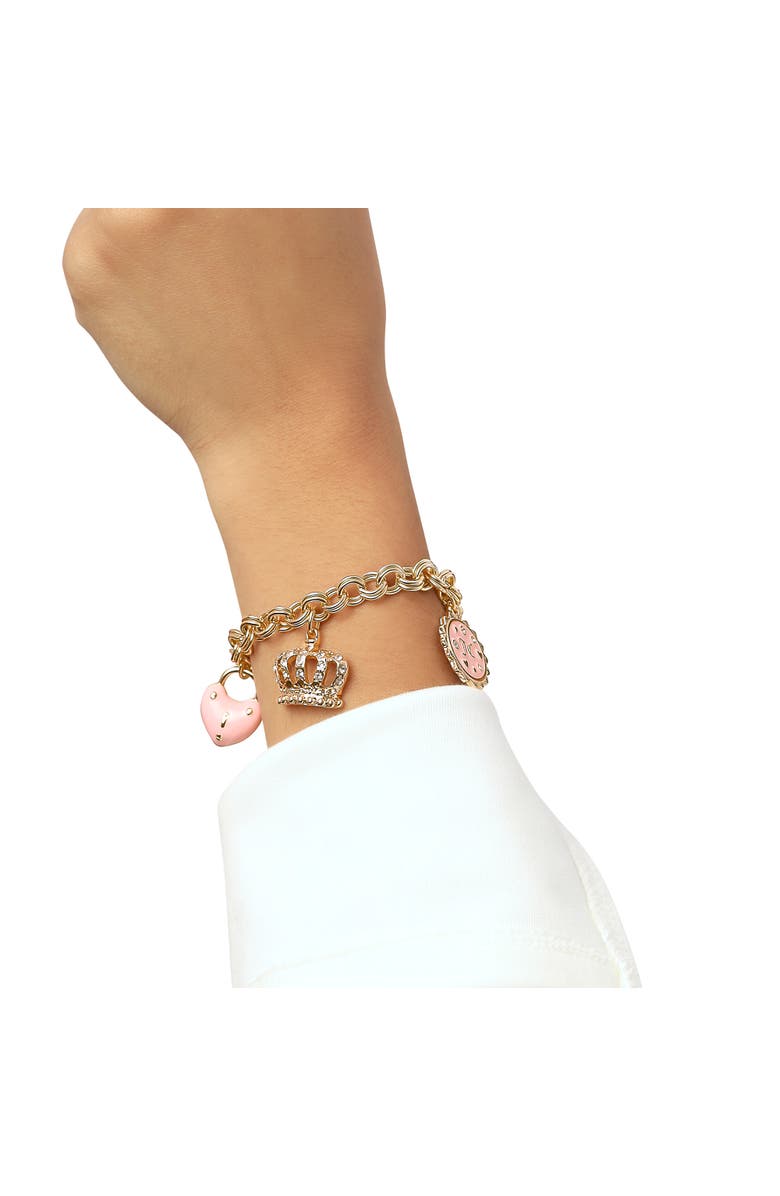 Juicy Couture Gold-Tone Pink Charm Bracelet with Pavé Accents, Alternate, color, Gold