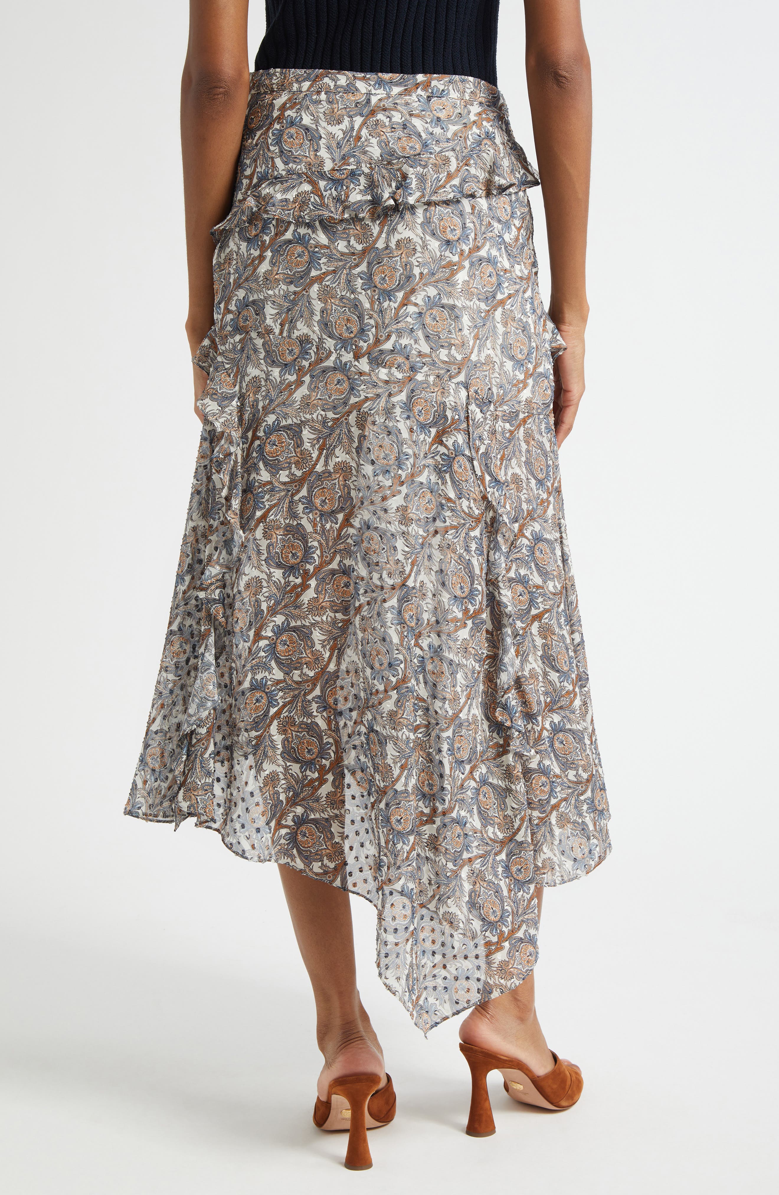 Eleonora Paisley Silk Blend Asymmetric Skirt - image 2