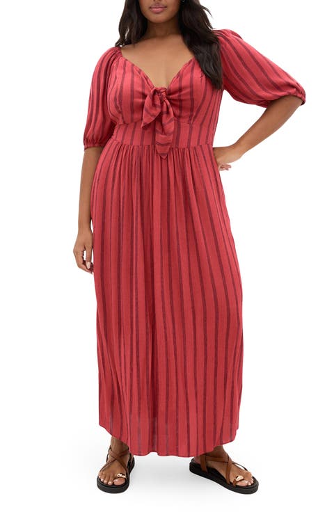 Bella Tie Front Maxi Dress (Plus)