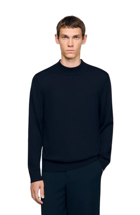 Wool sweater with high neck