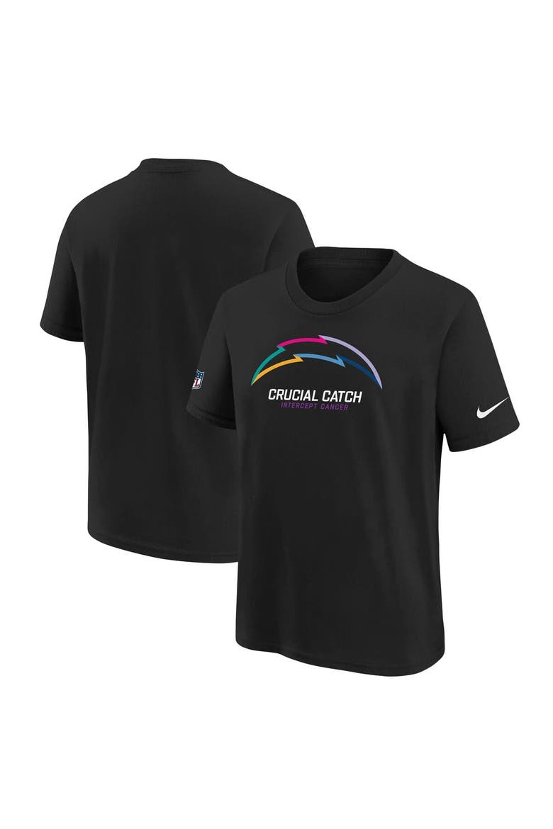Youth Nike  Black Los Angeles Chargers 2024 NFL Crucial Catch T-Shirt, Alternate, color, Black
