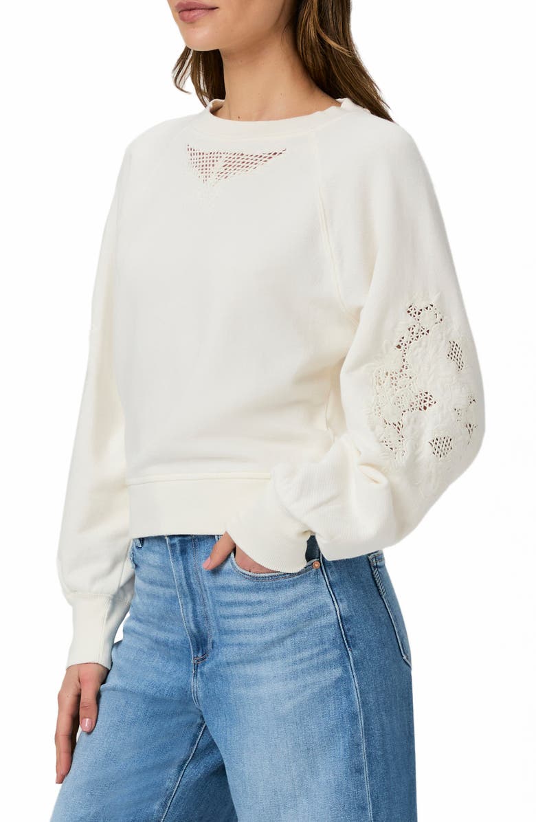 PAIGE Yolanthe Embroidered Detail Cotton Sweatshirt, Alternate, color, Ivory