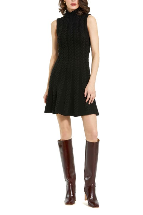 Cable Knit Turtle Neck Sleeveless Mini Dress