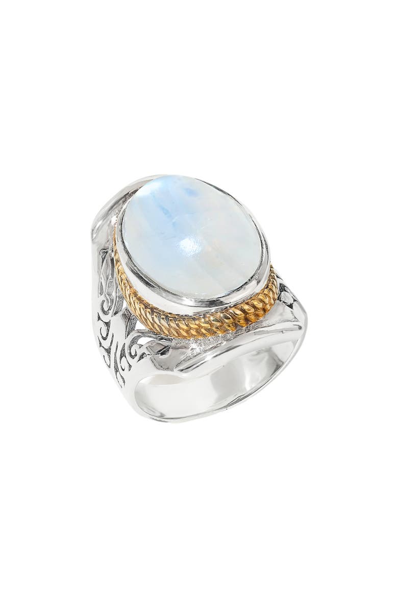 Moonstone Cabochon Statement Ring, Alternate, color, BLUE