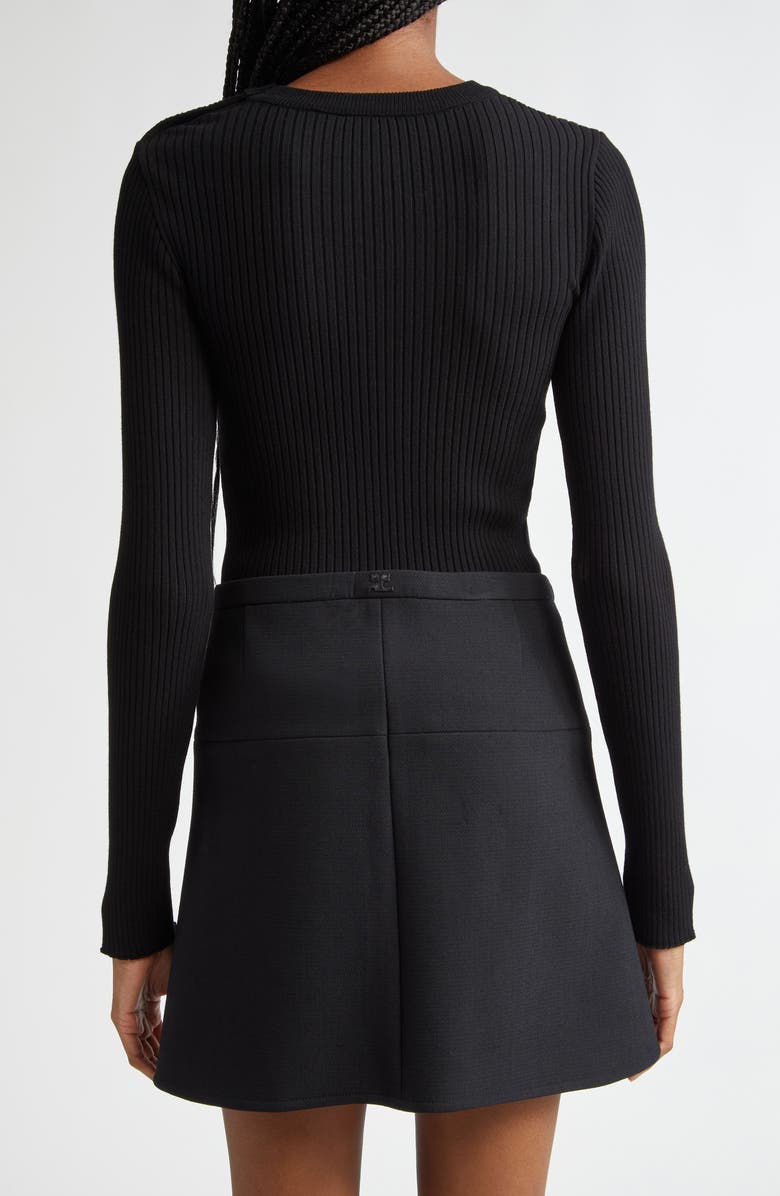 Courrèges Shoulder Snap Logo Rib Sweater, Alternate, color, 