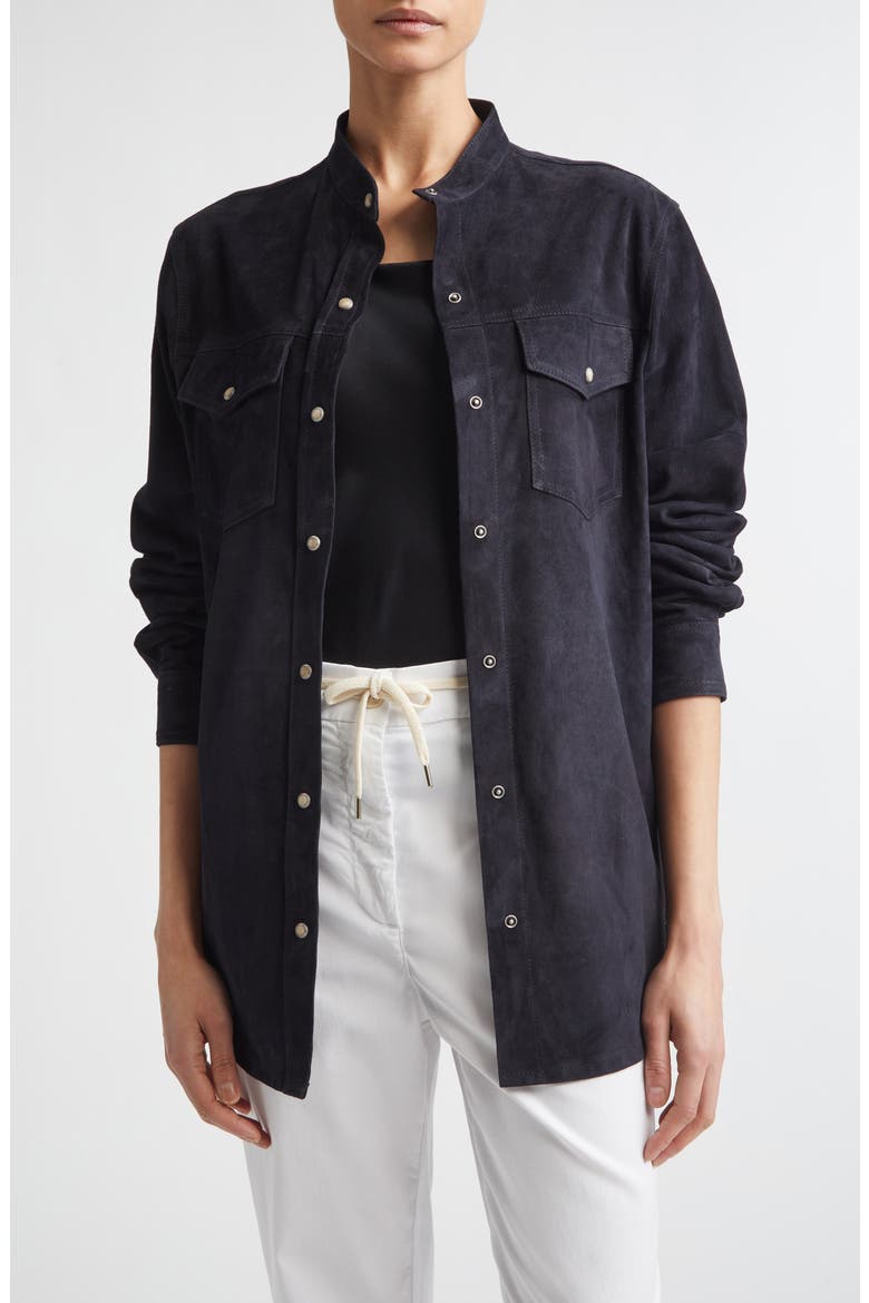 Lambskin Suede Overshirt, Main, color, 11 BLUE