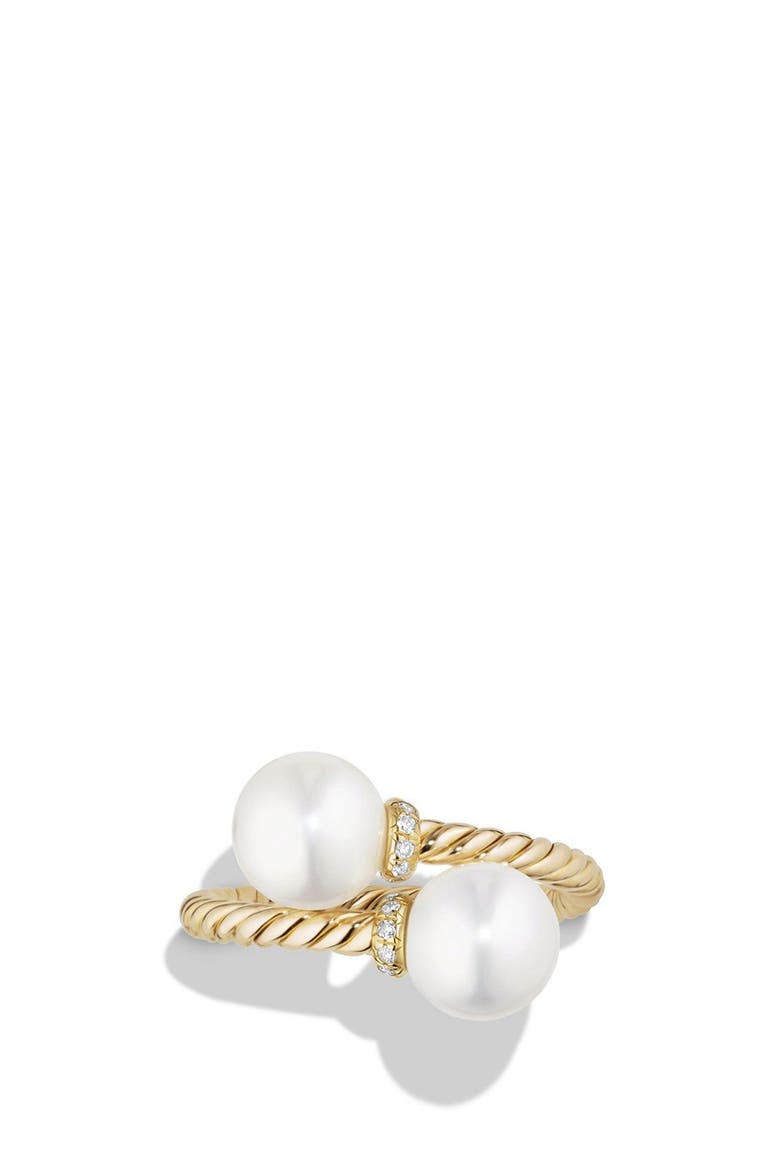 Solari Bypass Ring with Diamonds and Pearls in 18K Gold, Alternate, color, PEARL