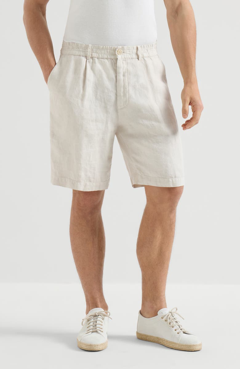 Brunello Cucinelli Linen Bermuda shorts, Alternate, color, Panama