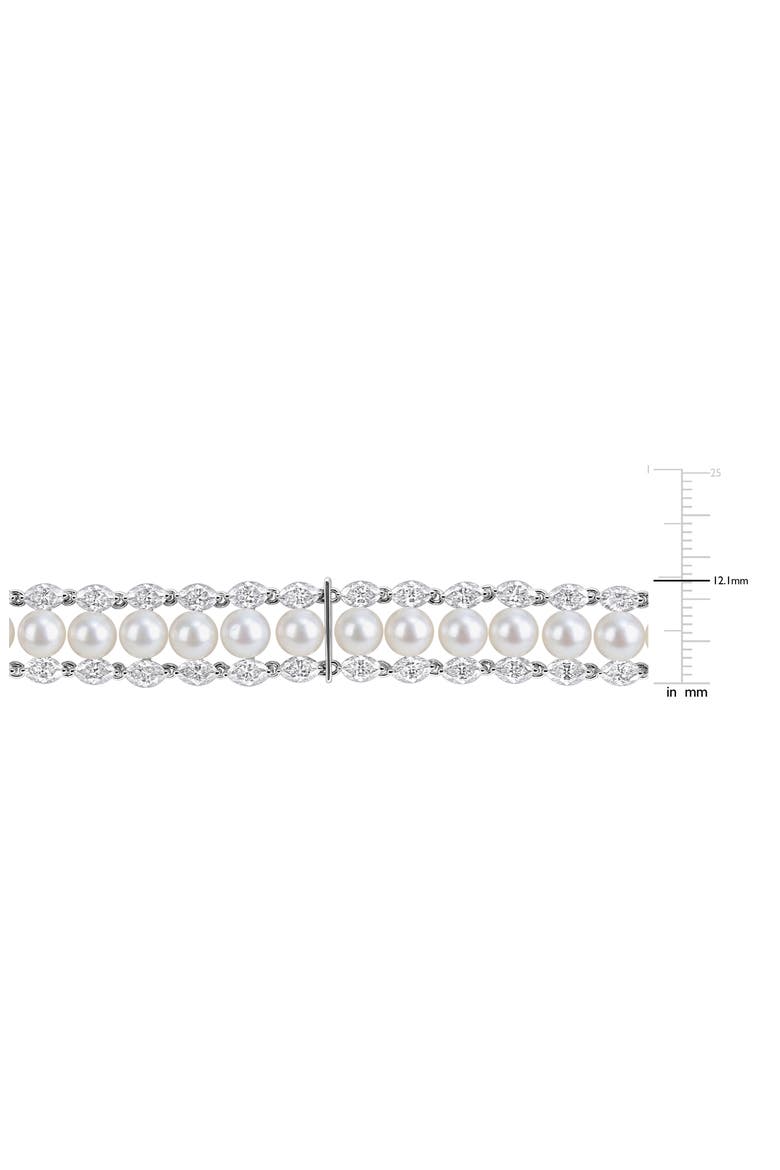 Sterling Silver Cultured Freshwater Pearl Bracelet, Alternate, color, WHITE GOLD