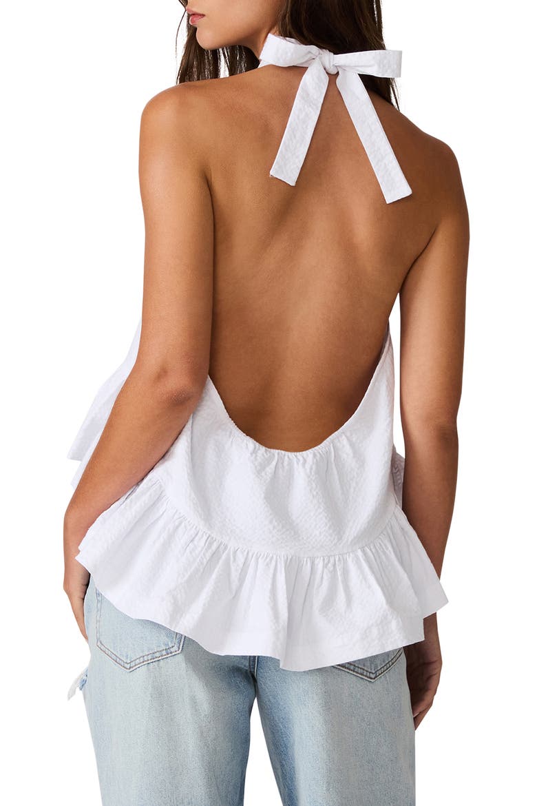 Cerise Stretch Cotton Seersucker Halter Top, Alternate, color, ANTIQUE