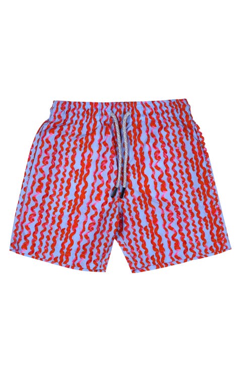 Kids' Wavy Stripes Quick-Dry Swim Trunks