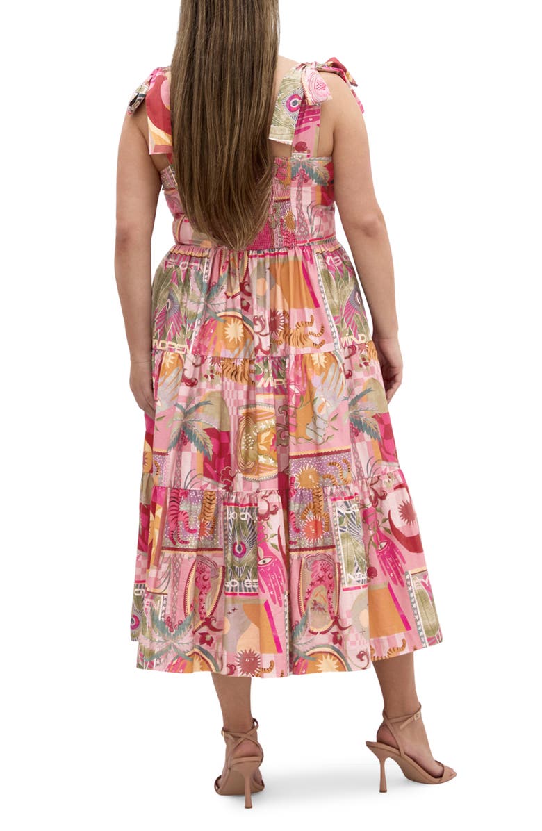 City Chic Ellessia Print Fit & Flare Midi Tie Shoulder Dress, Alternate, color, 