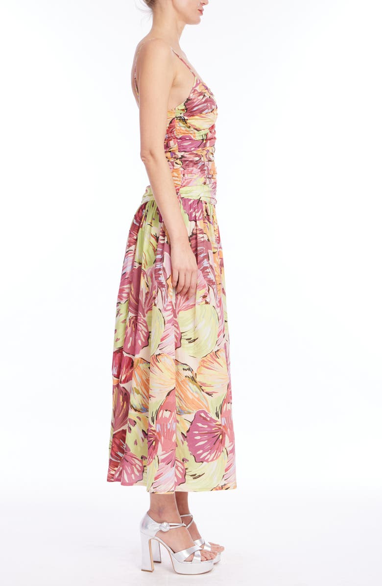 Jewel Badgley Mischka Floral Print Midi Dress, Alternate, color, Pink Multi