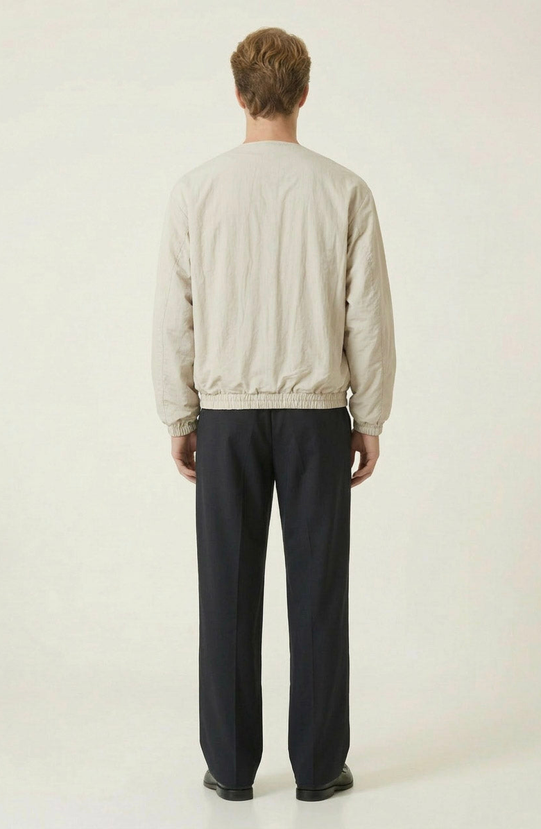 Modenaire Lightweight Elastic Hem Bomber Jacket, Alternate, color, Light Beige