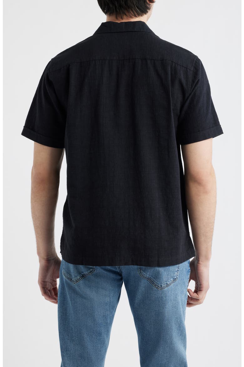 Ephesia Slub Cotton Camp Shirt, Alternate, color, BLACK