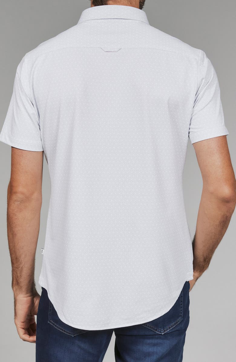 7 Diamonds Corsica Geo Print Short Sleeve Stretch Button-Up Shirt, Alternate, color, 