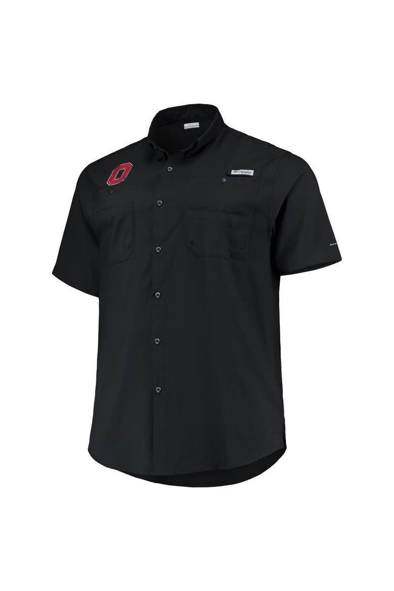 Men's Columbia Black Ohio State Buckeyes Big & Tall Tamiami Omni-Shade Button-Down Shirt, Alternate, color, Black