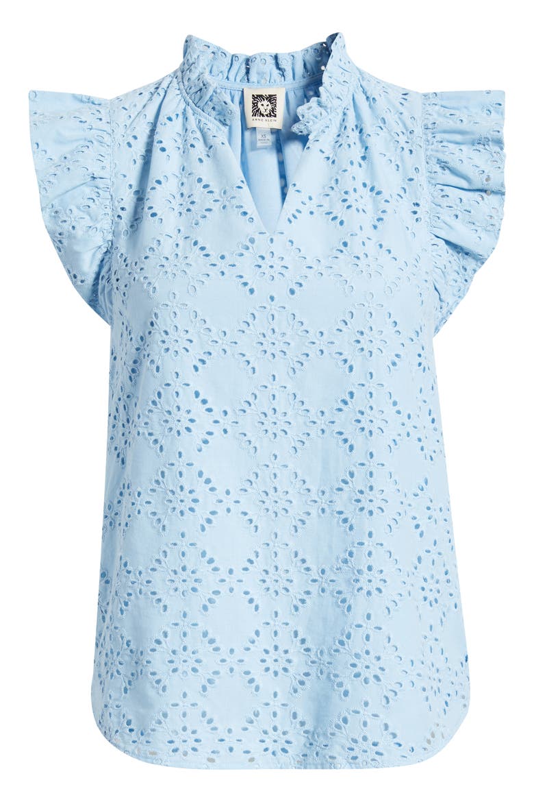 Embroidered Cotton Eyelet Top, Alternate, color, LAKESHORE