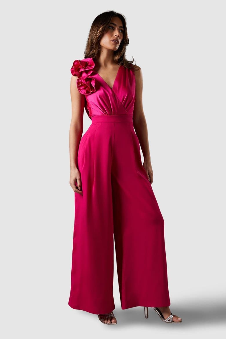 Corsage Cowl Back Jumpsuit, Main, color, Pink