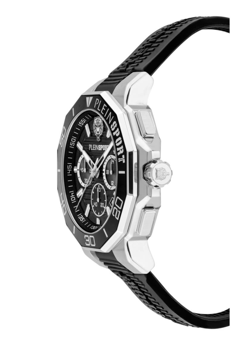 Titan Three Hand Quartz Silicone Strap Watch, 46mm, Alternate, color, STAINLESS STEEL/BLACK