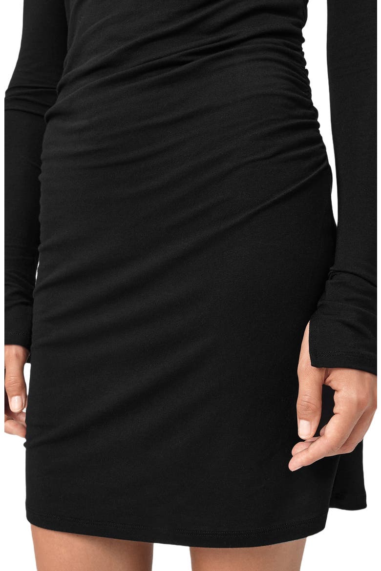 Seyma Asymmetric Square Neck Long Sleeve Knit Minidress, Alternate, color, BLACK