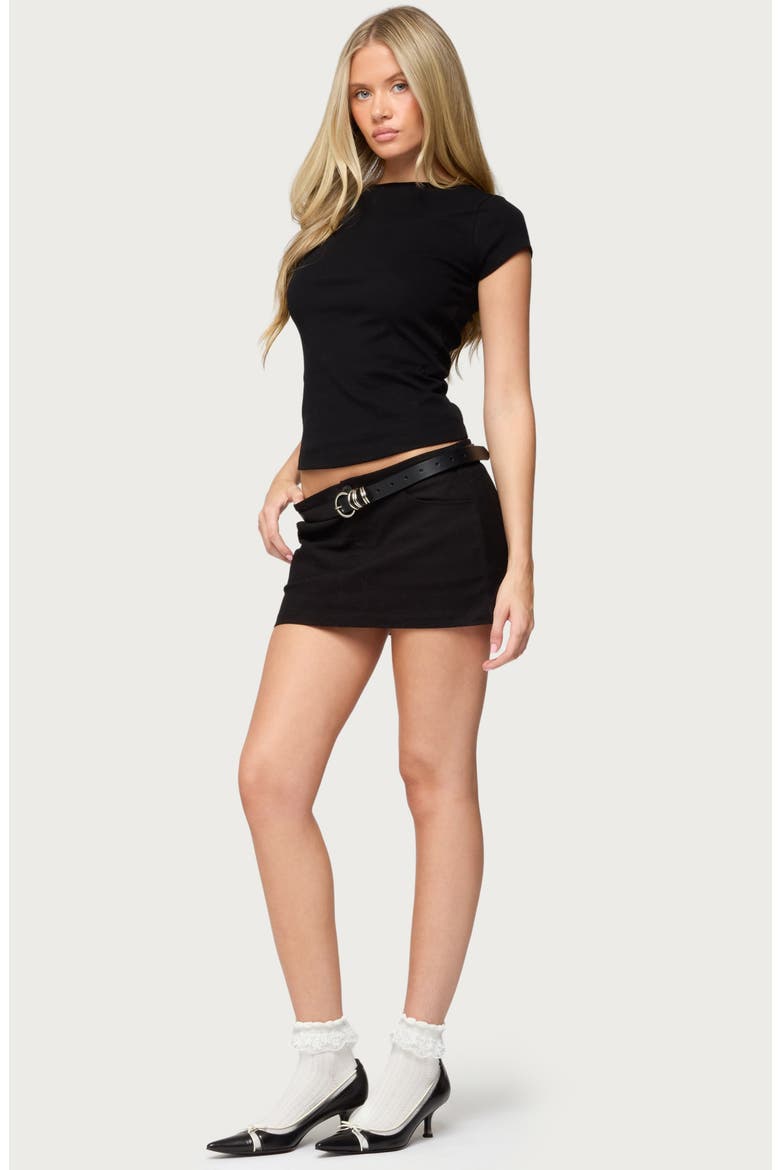 Oliana Rib Boat Neck T-Shirt, Alternate, color, BLACK