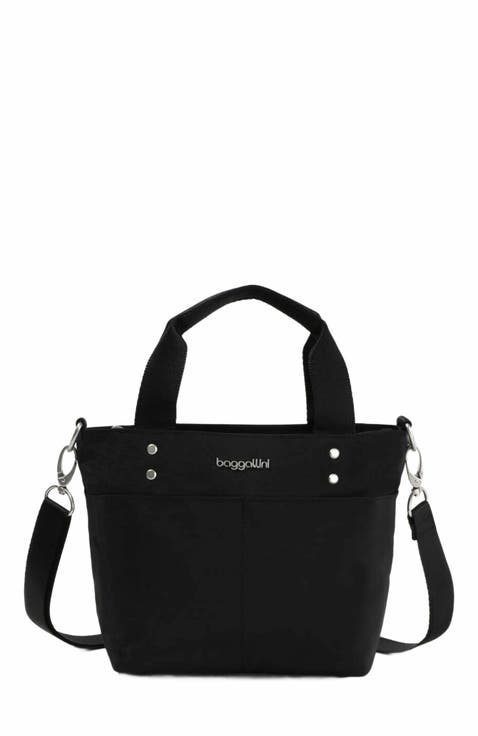 Baggallini Cross Over Crossbody With Rfid Bag In Black