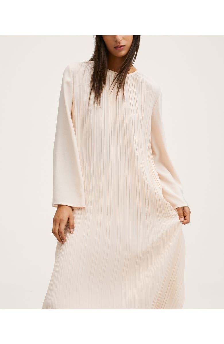 MANGO Oversize Pleated Long Sleeve Dress, Alternate, color,