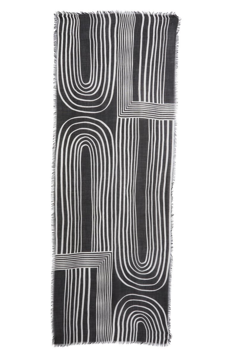 Nordstrom Eyelash Trim Print Cashmere & Silk Wrap, Alternate, color, Black Painted Lines