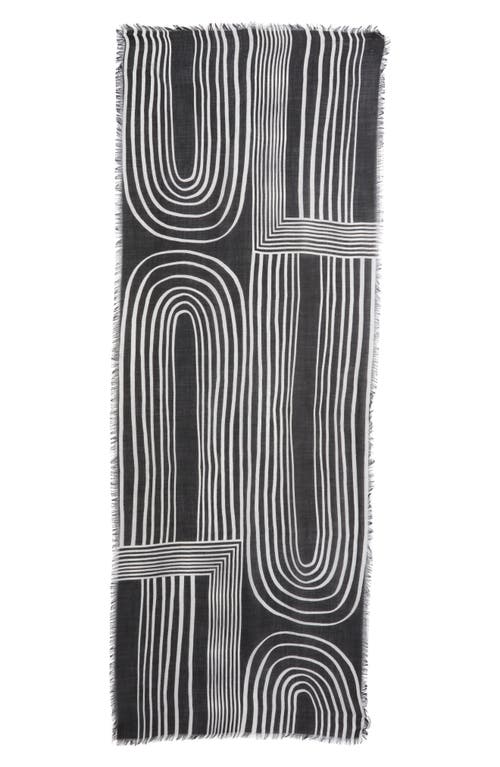 Nordstrom Eyelash Trim Print Cashmere & Silk Wrap In Black