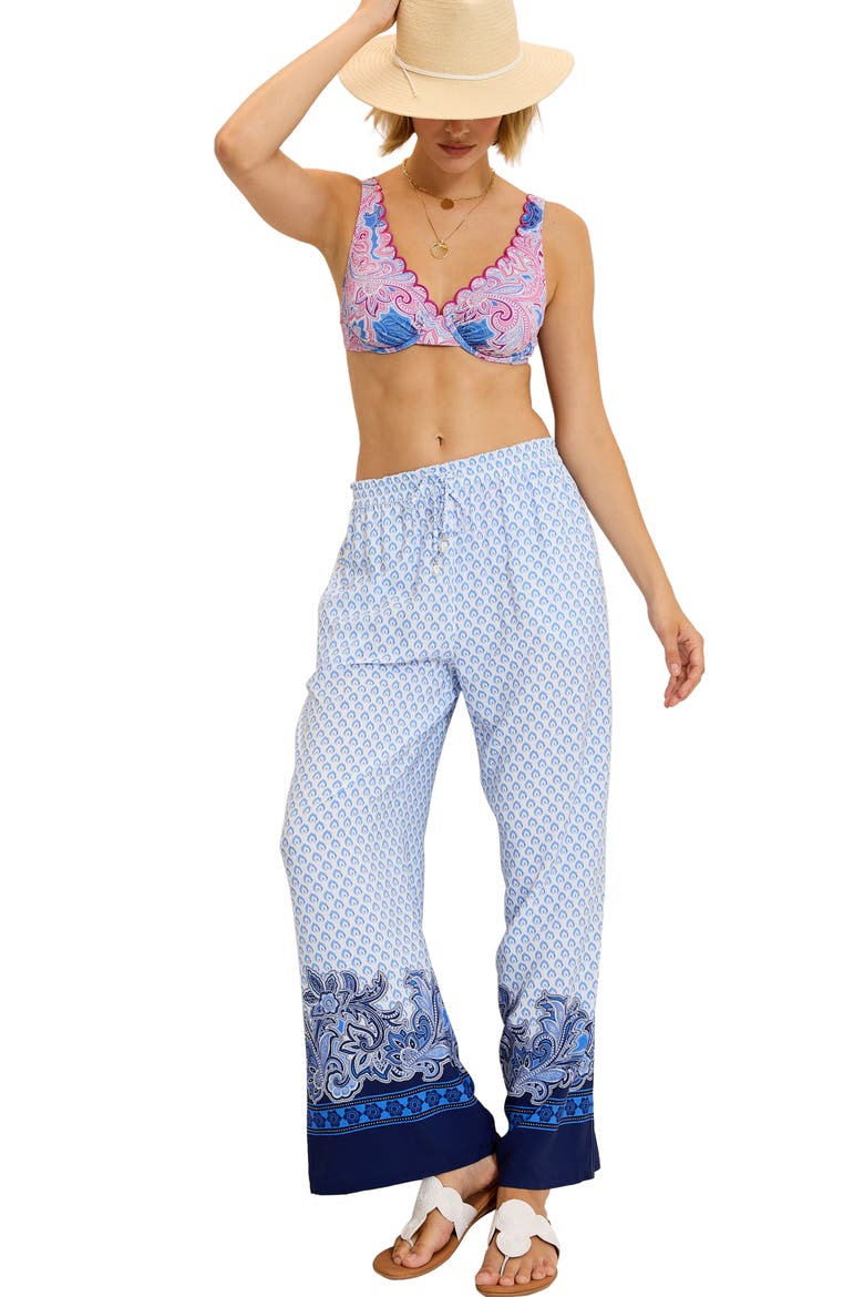 Paisley Daze Cover-Up Beach Pants, Alternate, color, PARADISO BLU