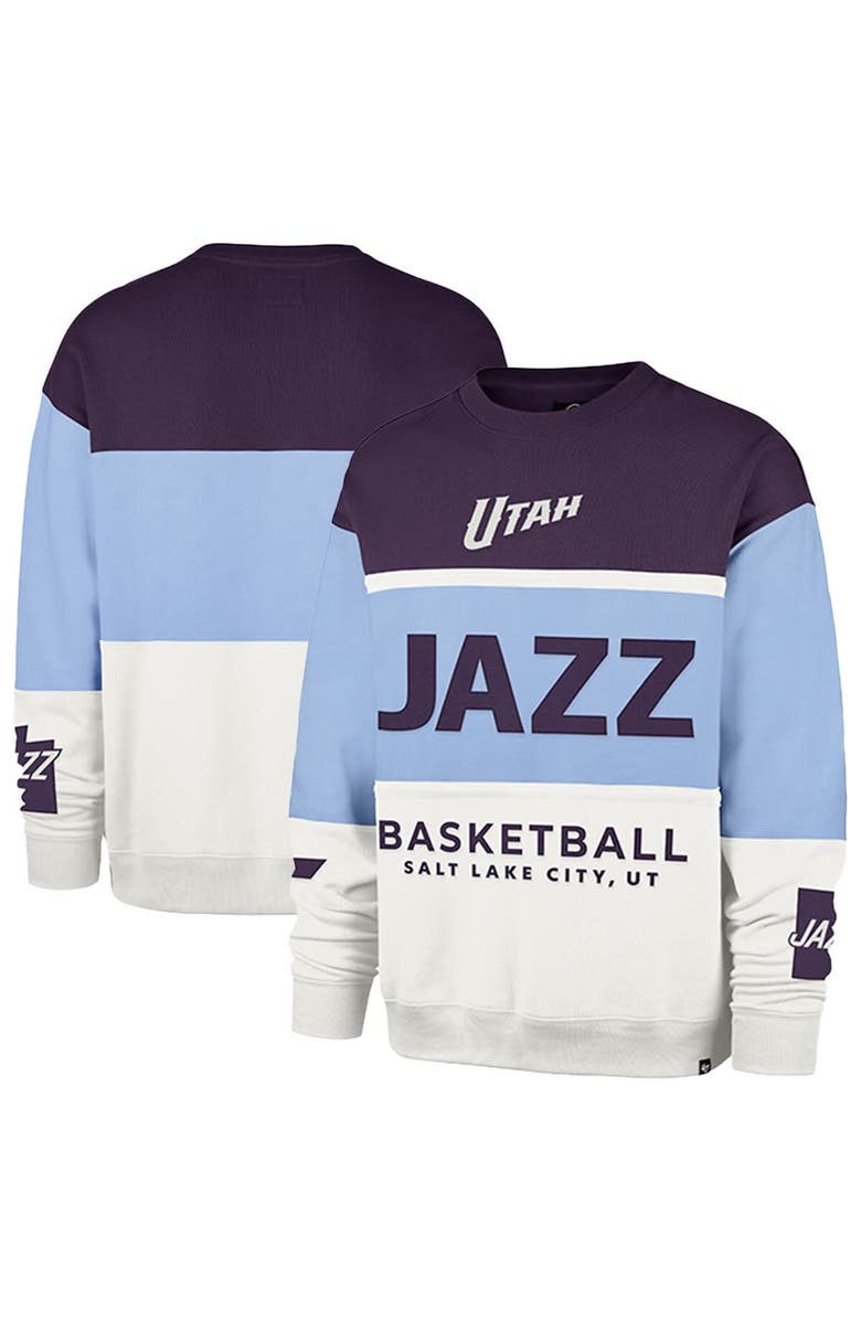 '47 Unisex '47 Light Blue Utah Jazz 2024/25 City Edition On Five Maximalist Pullover Sweatshirt, Main, color, 