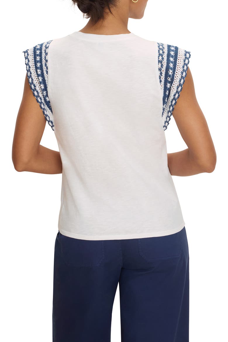 Lace Trim Cotton Slub Top, Alternate, color, PAPER WHITE