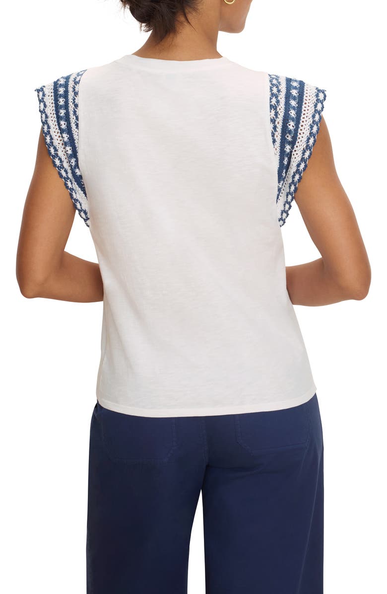 NIC+ZOE Lace Trim Cotton Slub Top, Alternate, color, Paper White