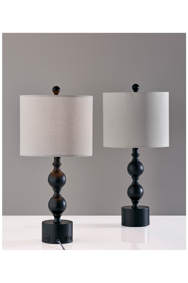 Julius Set of 2 Table Lamps, Alternate, color, BLACK