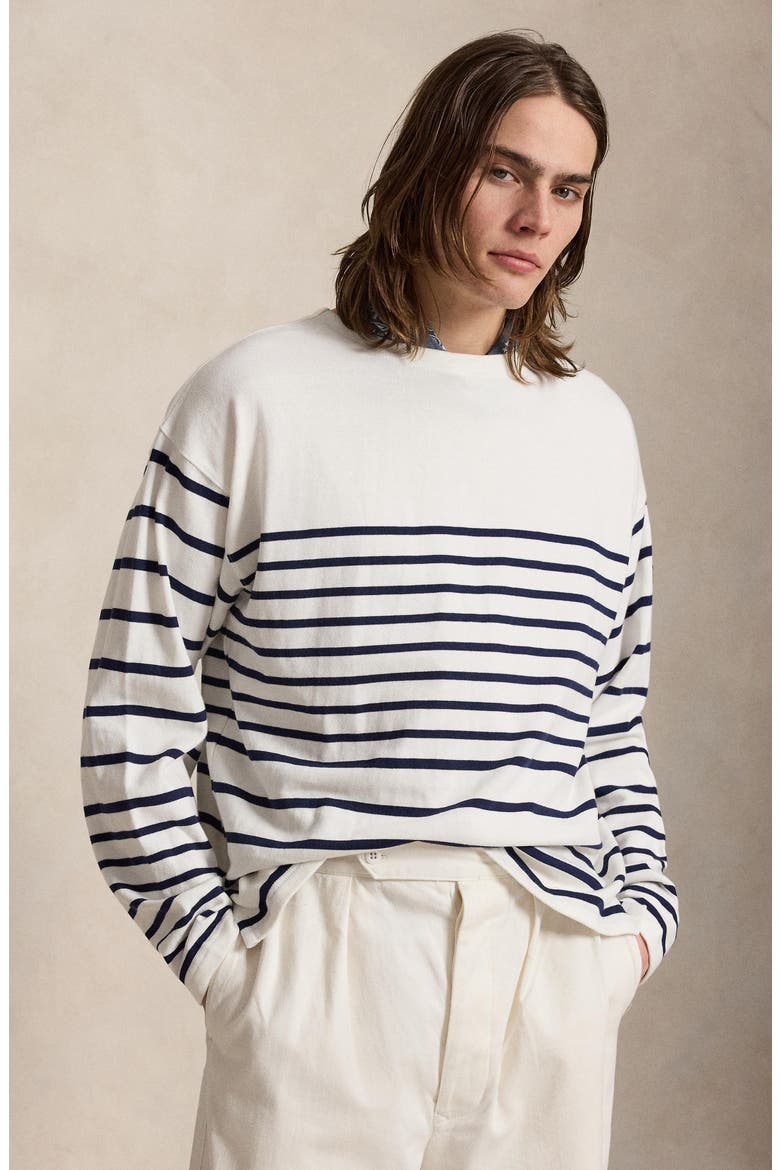 Relaxed Fit Striped Jersey Pullover, Alternate, color, NEWPORT NAVY/WHITE