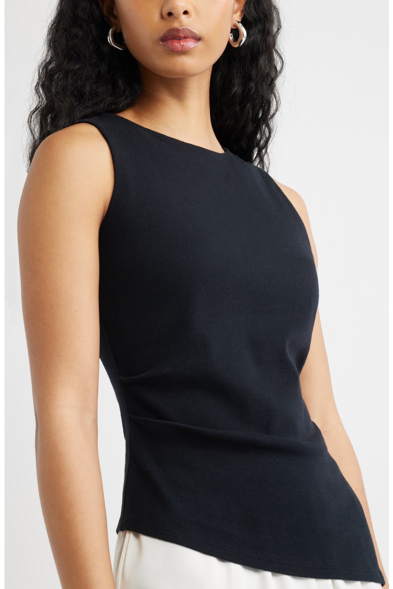 Asymmetric Rib Cotton Tank, Alternate, color, BLACK