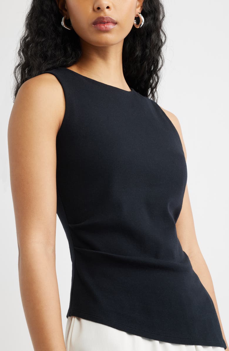 Open Edit Asymmetric Rib Cotton Tank, Alternate, color, Black