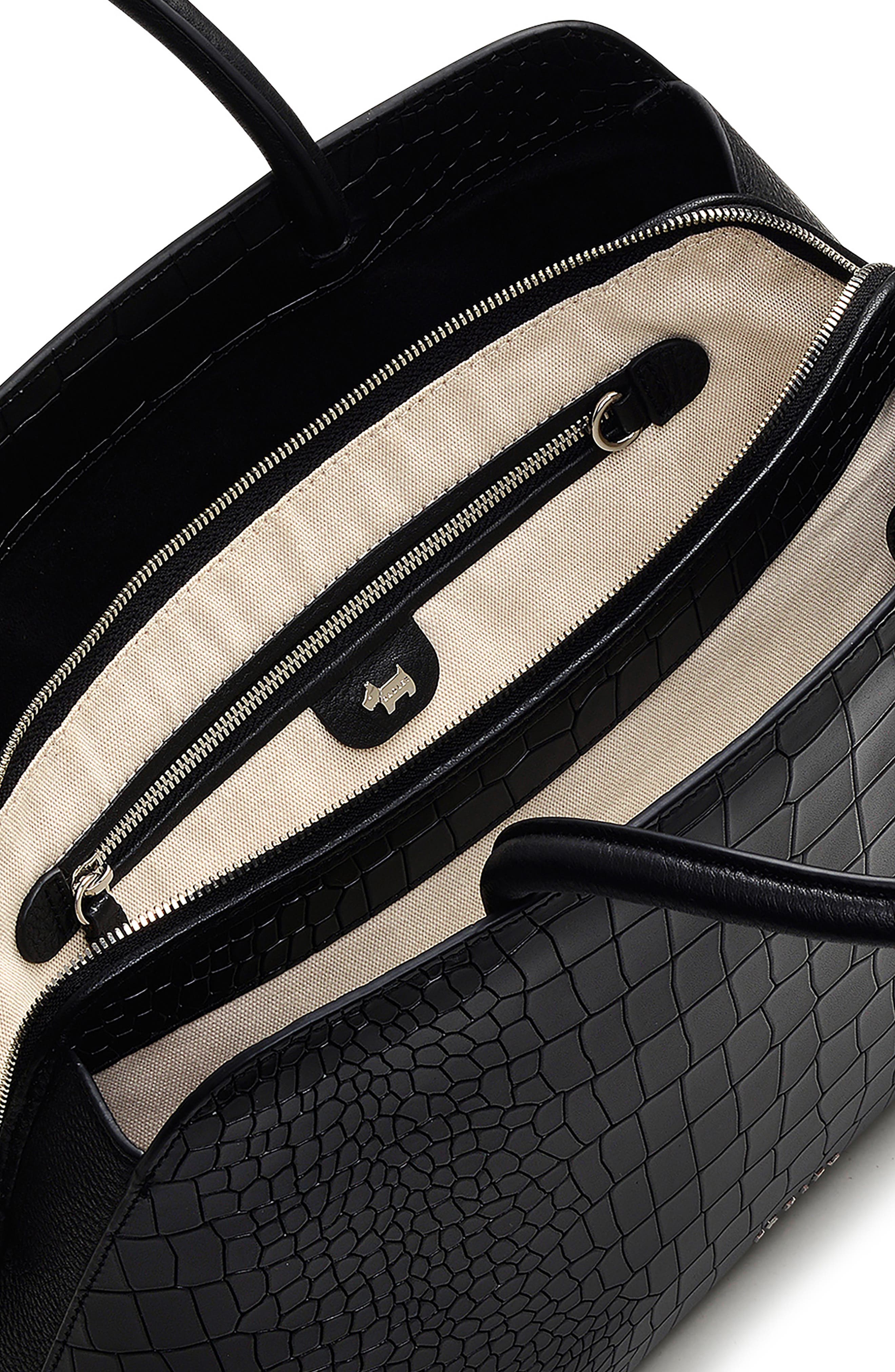 Radley Liverpool Street Croc Embossed Crossbody Bag, Alternate, color, Black