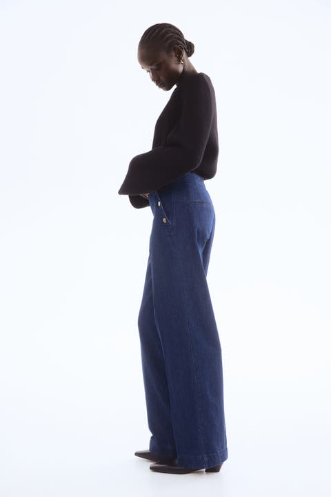 Button-detail Denim Trousers