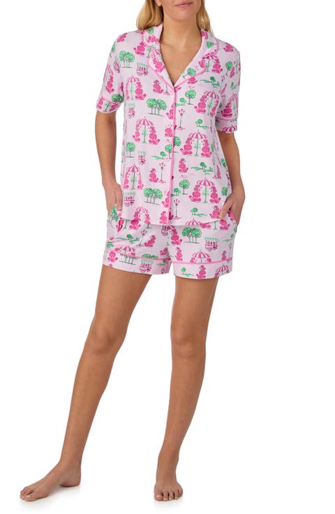 Piped Print Short Pajamas