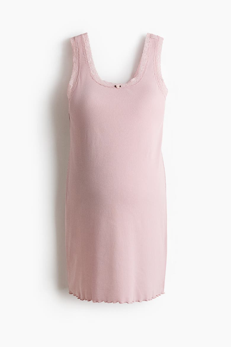 Mama Ribbed Jersey Nightdress, Main, color, Light pink