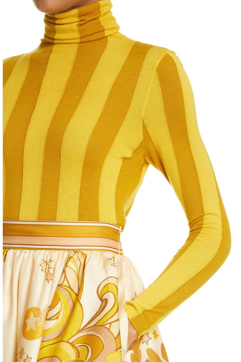 Concert Stripe Funnel Neck Sweater, Alternate, color, MUSTARD/ YELLOW STRIPE
