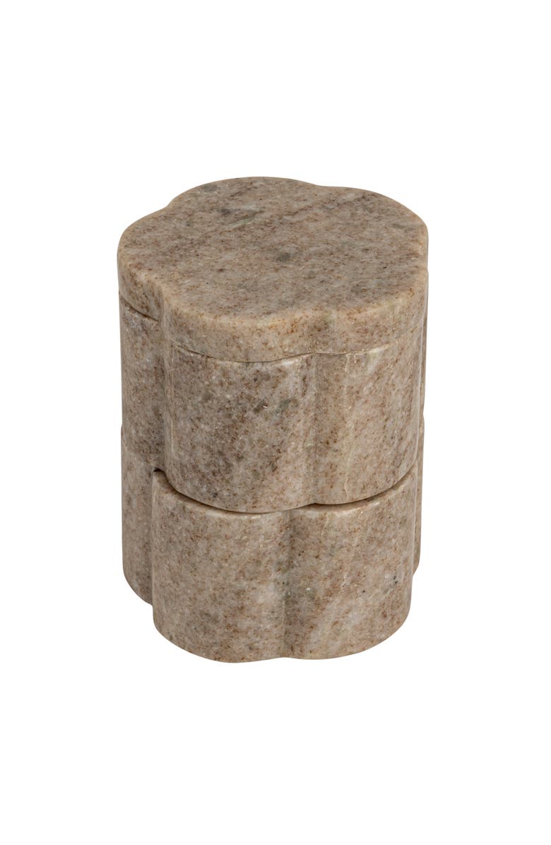Storied Home 2-Piece Marble Stackable Pinch Pots with Lid, Buff Color, Main, color, Tan