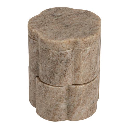 Storied Home 2-piece Marble Stackable Pinch Pots With Lid, Buff Color In Brown