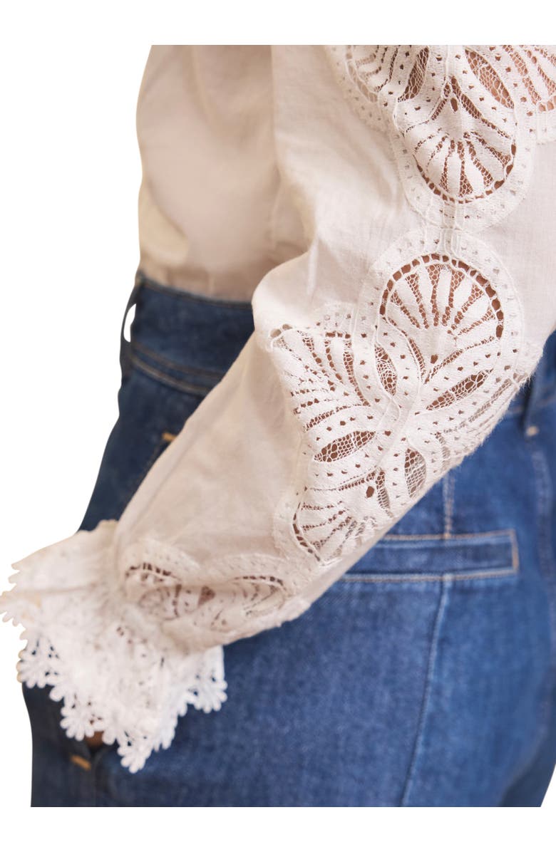 MINT VELVET Cotton Embroidered Blouse, Alternate, color, Ivory