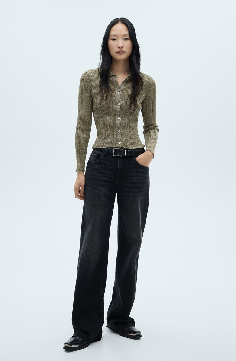 MANGO Metallic Open Stitch Cardigan, Alternate, color,